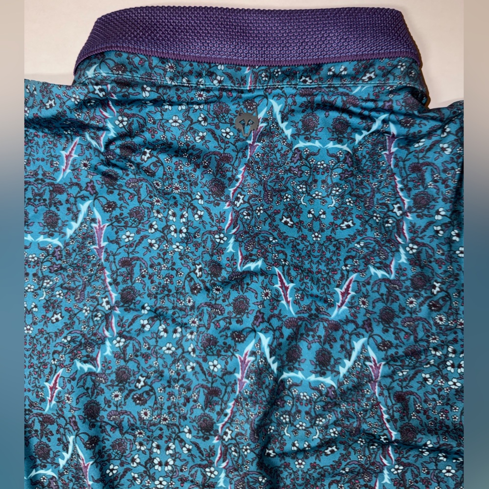 Greyson Men's Patterned Polo Shirt - Blue and Purple - Picture 4 of 4